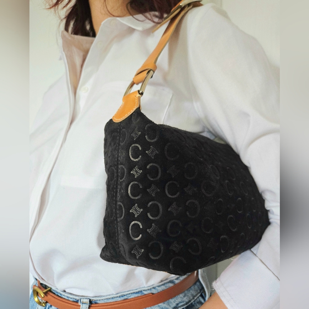 Authentic CELINE Rare Suede Vintage Macadam Bag Clutch Pochette Wallet Purse‎ - Picture 3 of 16